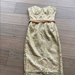 Milly strapless cocktail dress with silk tie.